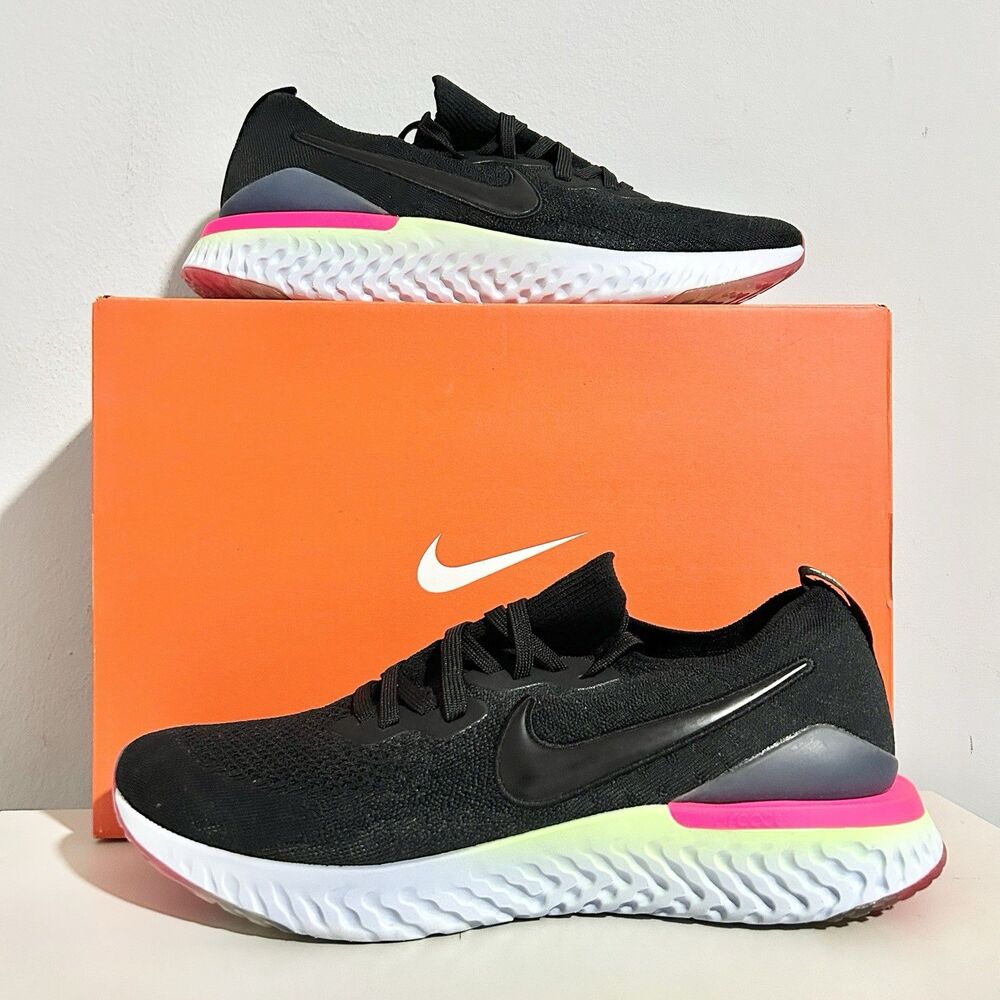 Nike Epic React Flyknit 2 “Pixel” Men’s Size 11.5 Black Pink White Running Shoes